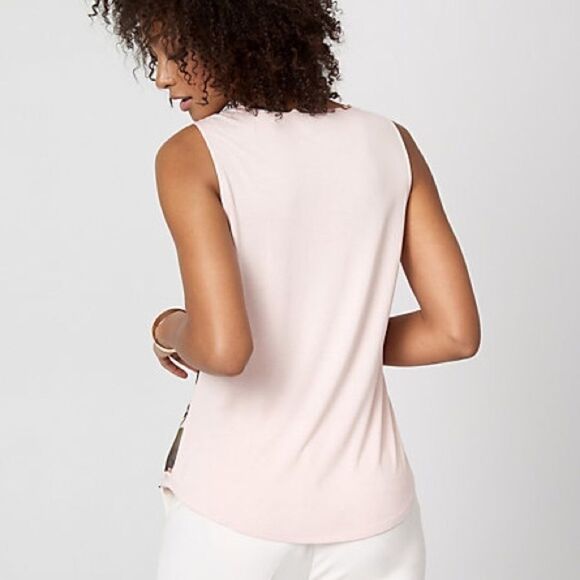 LE Chateau Pearl Embellished Chiffon Floral Print Sleeveless Top Size XXS - Picture 10 of 10